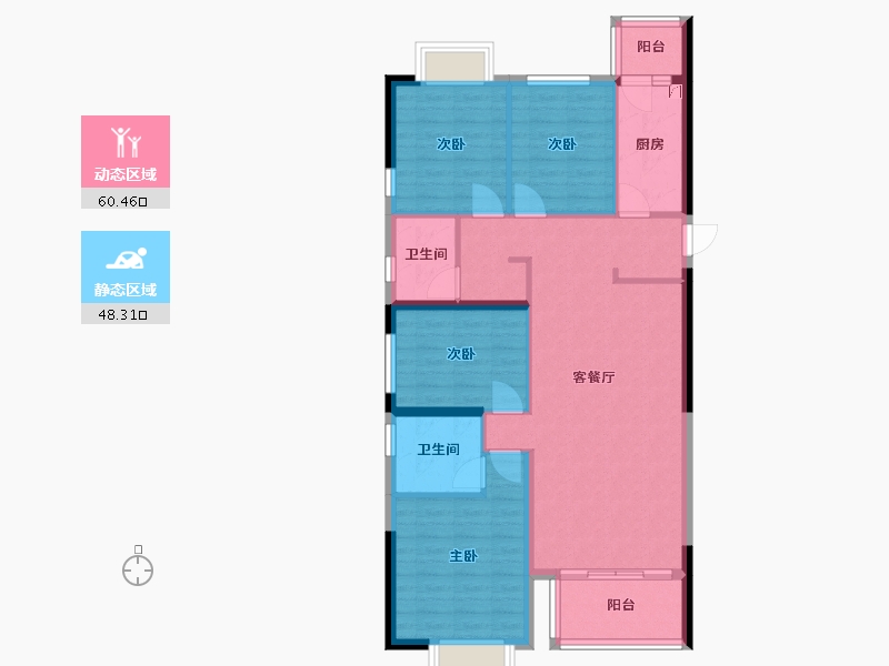 云南省-昆明市-翰文九万里-104.30-户型库-动静分区