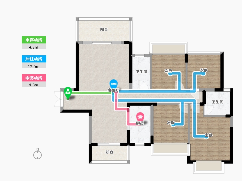 湖南省-邵阳市-新时代家园-104.00-户型库-动静线