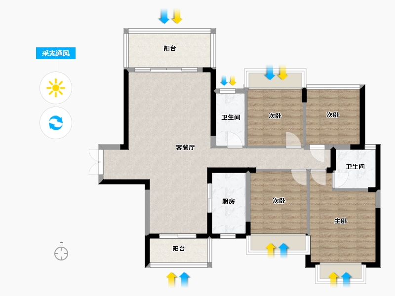 湖南省-邵阳市-新时代家园-104.00-户型库-采光通风