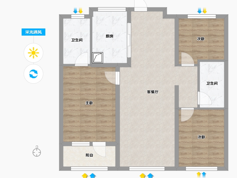 山东省-青岛市-融创和悦-92.00-户型库-采光通风