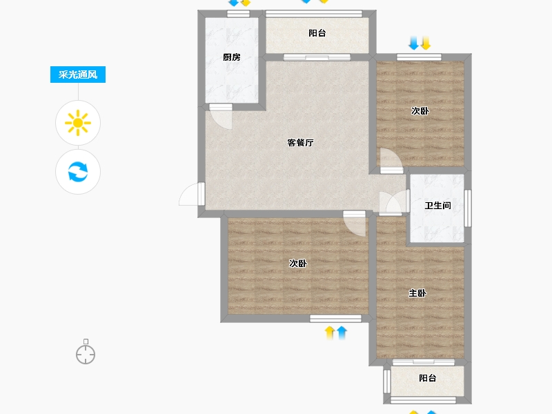 河北省-唐山市-金域名邸-一区-95.94-户型库-采光通风