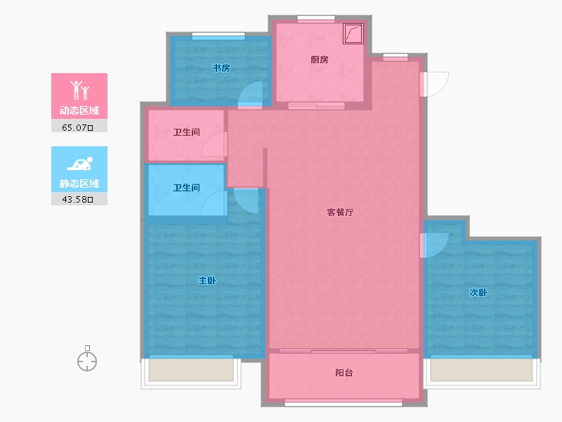 内蒙古自治区-呼和浩特市-祥生东方樾-106.50-户型库-动静分区