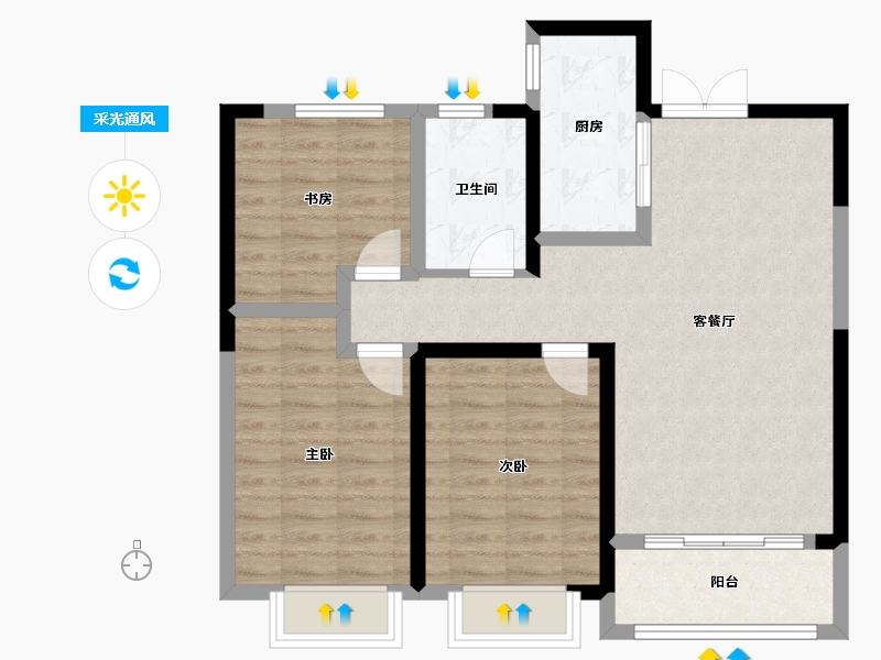 甘肃省-定西市-聚仁观澜-84.00-户型库-采光通风