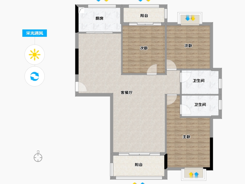 福建省-漳州市-沧溪花园-120.00-户型库-采光通风