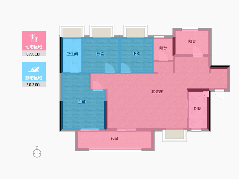 湖南省-长沙市-景科集美星宸府-96.88-户型库-动静分区