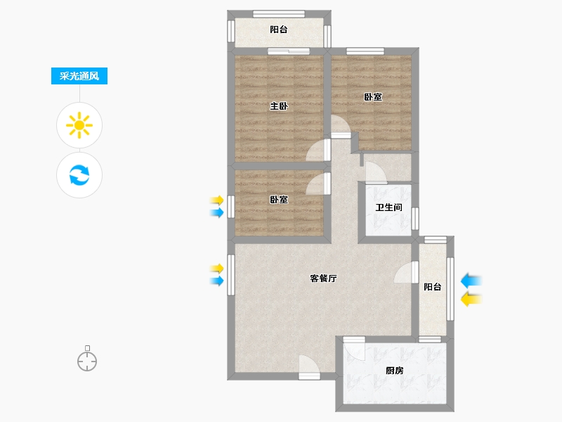 广东省-深圳市-莲花北村-86.00-户型库-采光通风