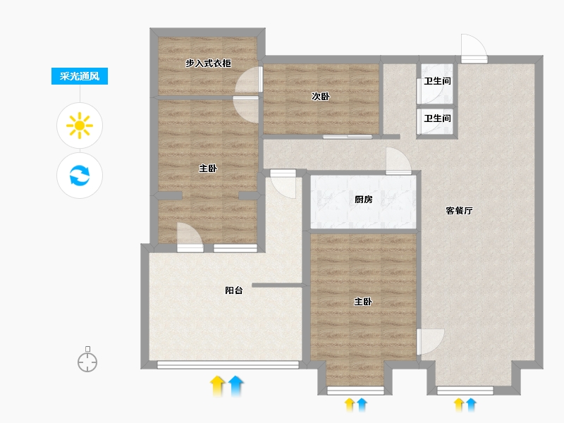 北京-北京市-定慧福里南区-87.00-户型库-采光通风