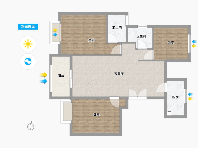 江西省-宜春市-华硕公园郡-97.85-户型库-采光通风