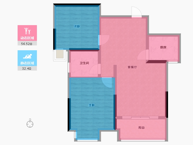 湖南省-岳阳市-汨罗御园壹号-80.00-户型库-动静分区