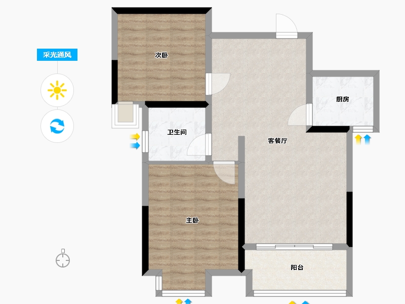 湖南省-岳阳市-汨罗御园壹号-80.00-户型库-采光通风