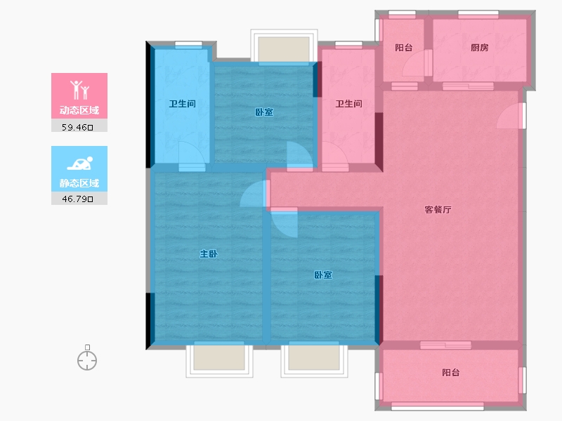 四川省-成都市-嘉裕第六洲悠泊屿二期-95.00-户型库-动静分区