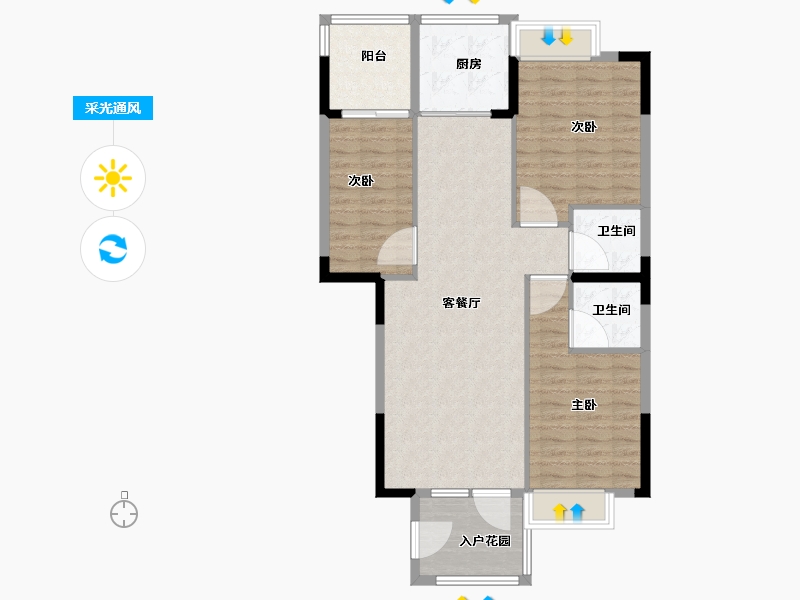 广东省-潮州市-锦盛花园-96.00-户型库-采光通风