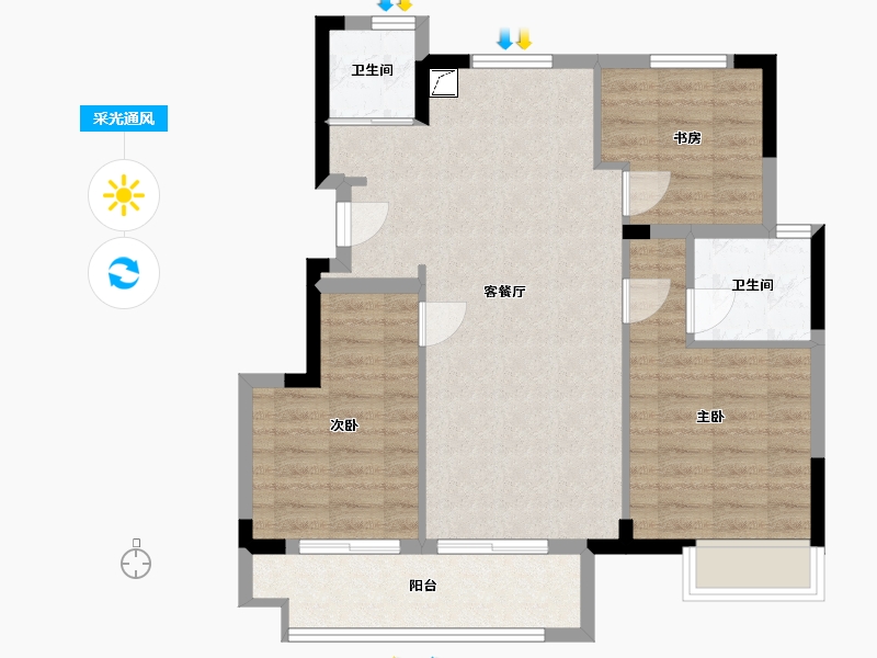 浙江省-嘉兴市-朝起云山-78.66-户型库-采光通风