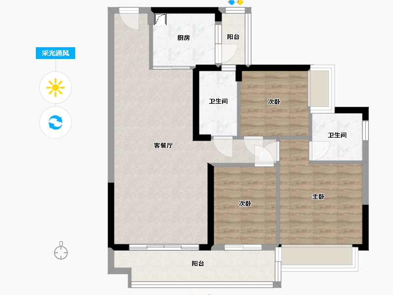 广东省-阳江市-佳兆业伴山溪谷-85.00-户型库-采光通风