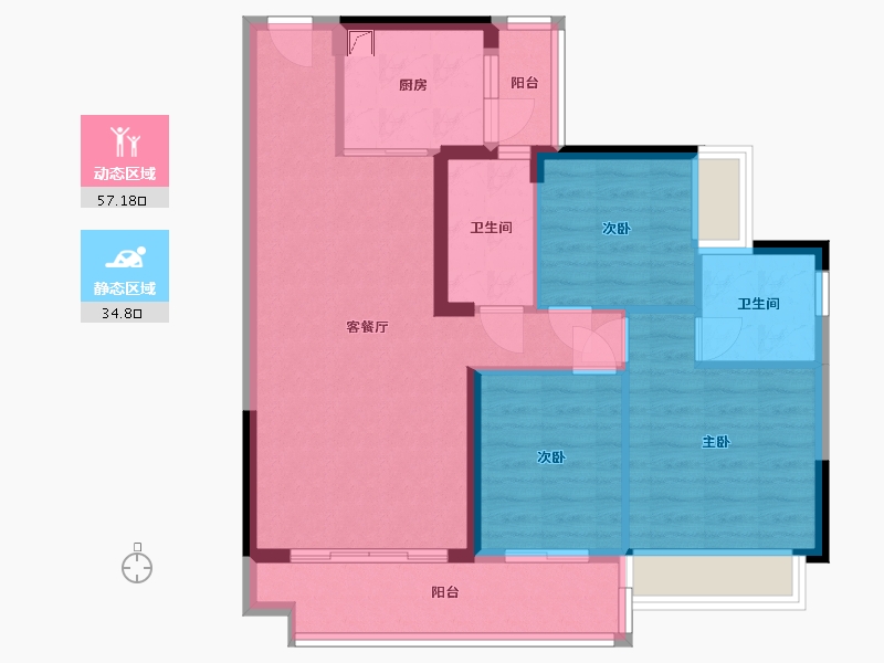 广东省-阳江市-佳兆业伴山溪谷-85.00-户型库-动静分区