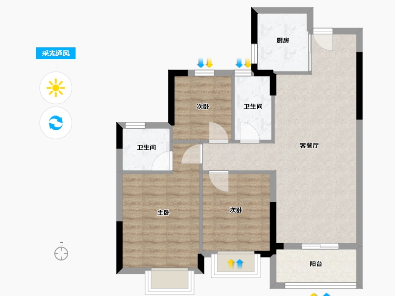 浙江省-嘉兴市-滨江-98.00-户型库-采光通风