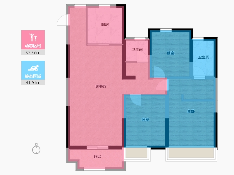 河南省-郑州市-郑西鑫苑名家-91.00-户型库-动静分区