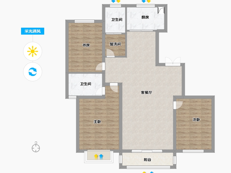 河北省-唐山市-观湖景园-101.00-户型库-采光通风