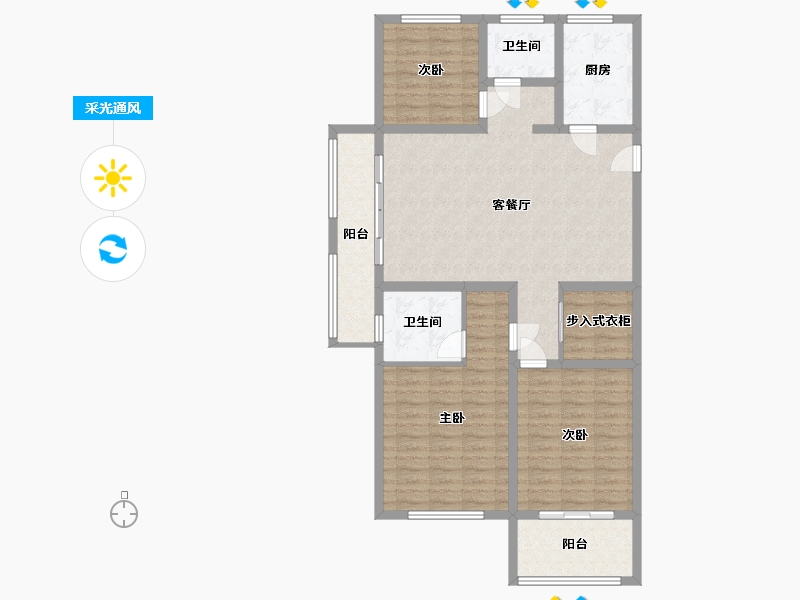 山东省-菏泽市-星月绿城-112.00-户型库-采光通风