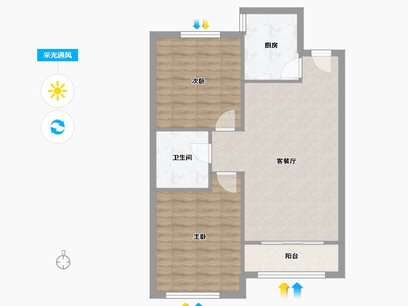 山东省-青岛市-卢河水岸-67.40-户型库-采光通风