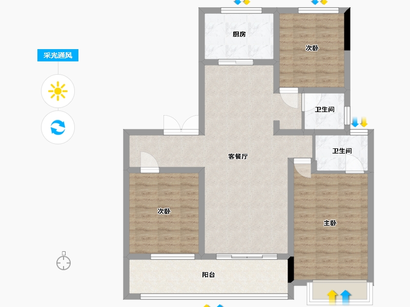 安徽省-六安市-舒城万达-123.00-户型库-采光通风