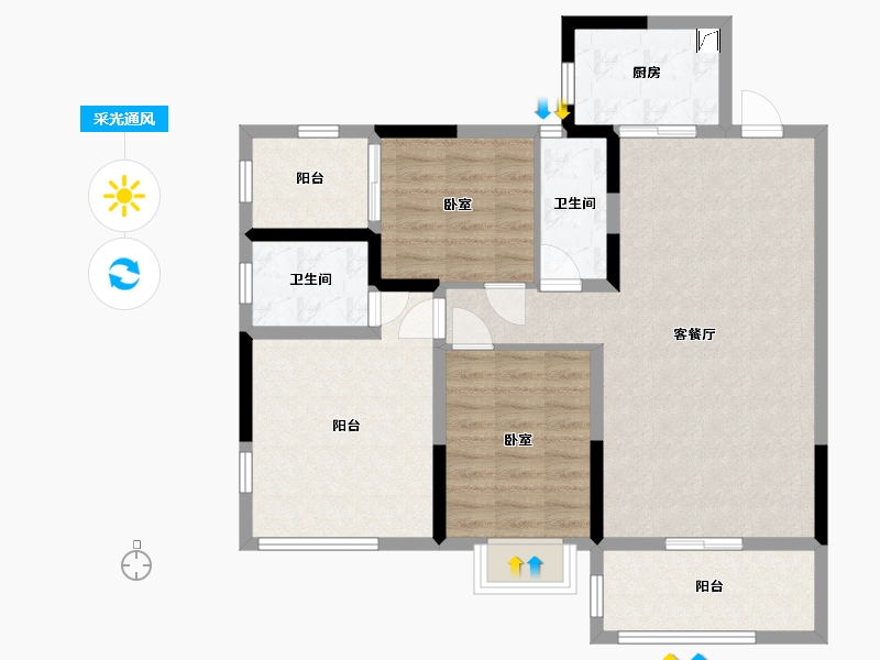 湖南省-衡阳市-金河湾尚品-108.00-户型库-采光通风