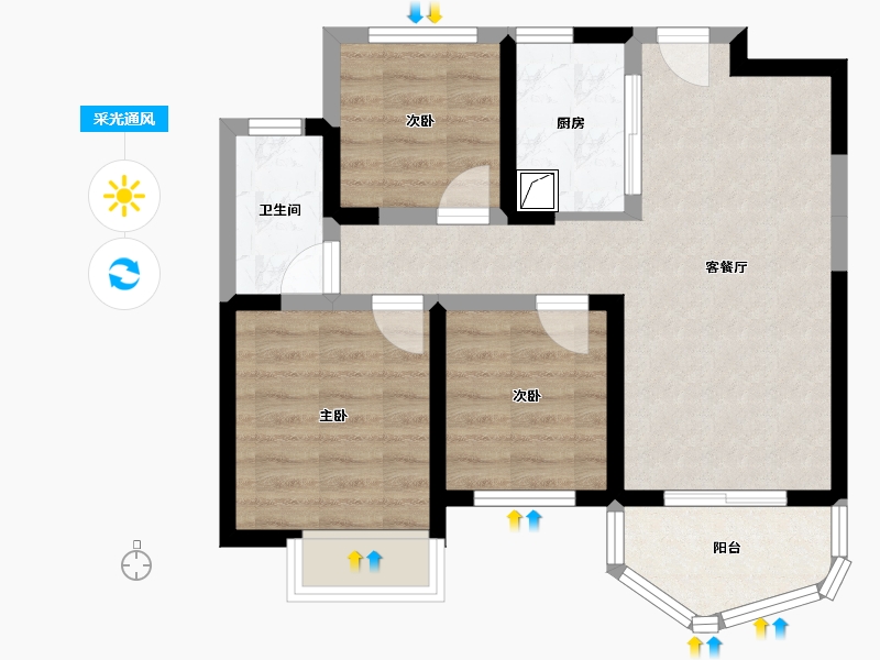 河南省-郑州市-瀚海思念城-67.35-户型库-采光通风