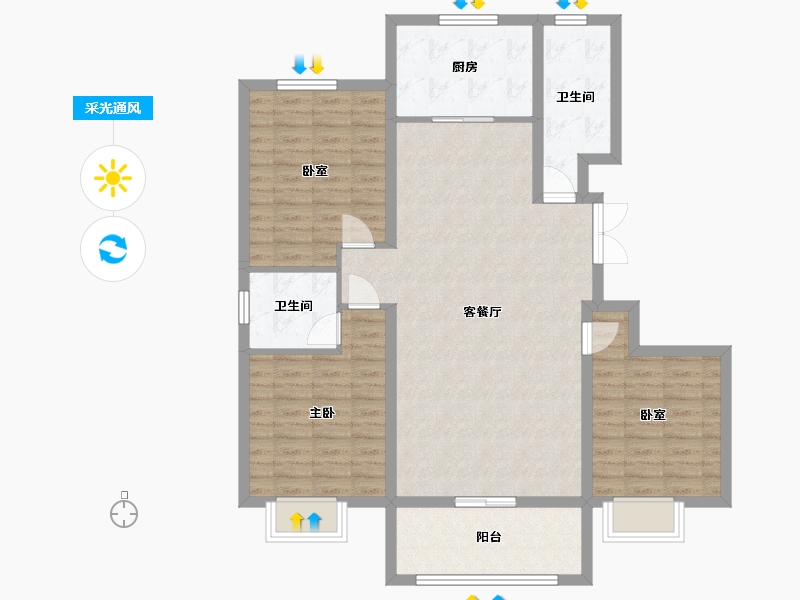 山东省-临沂市-开元状元府-120.00-户型库-采光通风