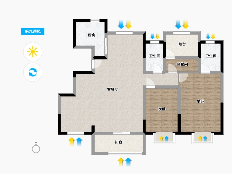 新疆维吾尔自治区-伊犁哈萨克自治州-江南里-126.00-户型库-采光通风