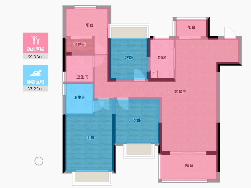 湖北省-孝感市-金科 集美府-120.00-户型库-动静分区