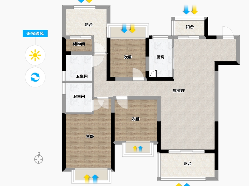 湖北省-孝感市-金科 集美府-120.00-户型库-采光通风