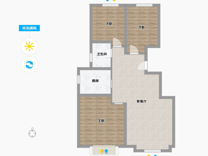 新疆维吾尔自治区-乌鲁木齐市-汇润城-80.00-户型库-采光通风