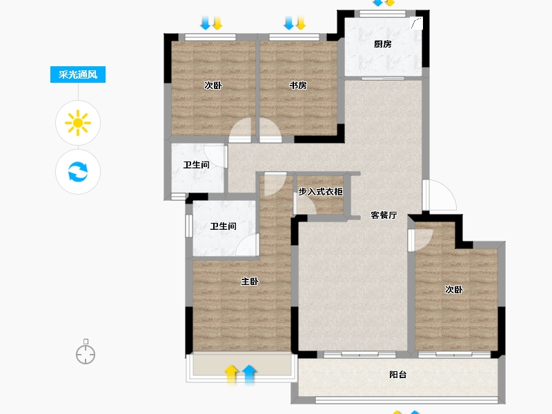 浙江省-温州市-凯迪·融创新鹿园-106.87-户型库-采光通风