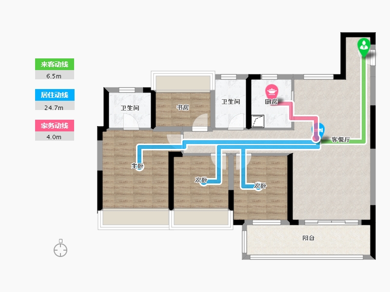 湖北省-荆州市-中梁首府-105.00-户型库-动静线