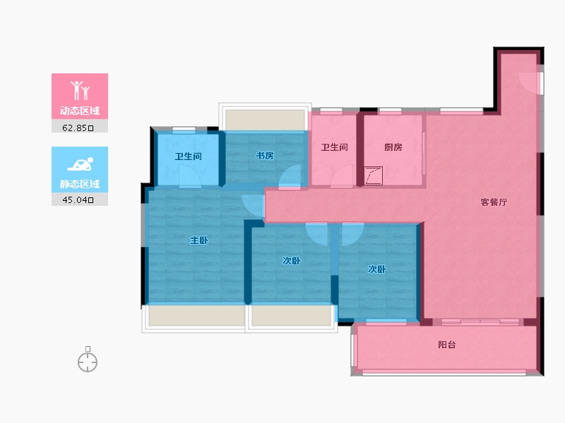 湖北省-荆州市-中梁首府-105.00-户型库-动静分区