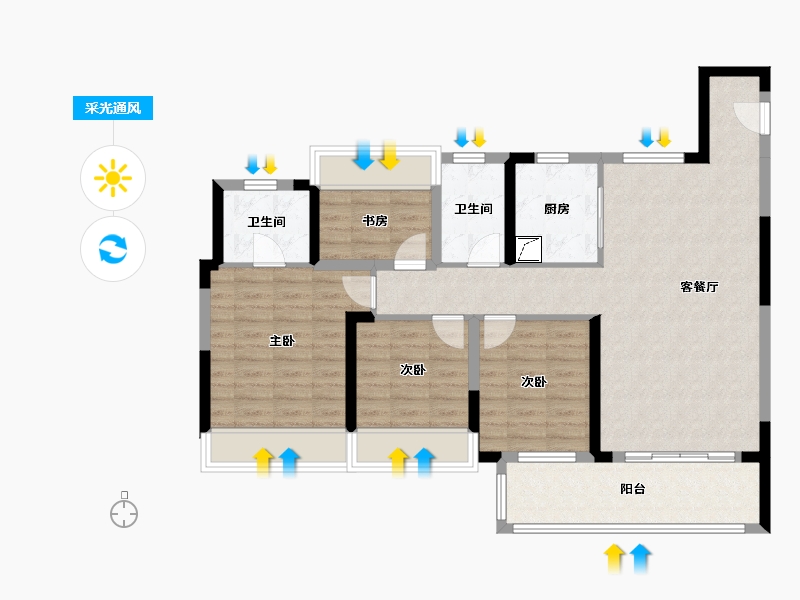 湖北省-荆州市-中梁首府-105.00-户型库-采光通风