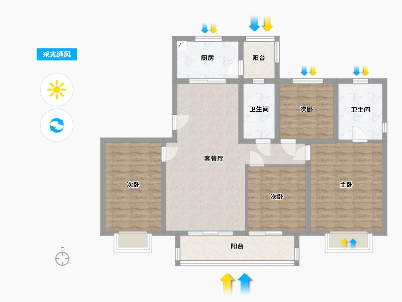 江苏省-淮安市-清和园-113.00-户型库-采光通风