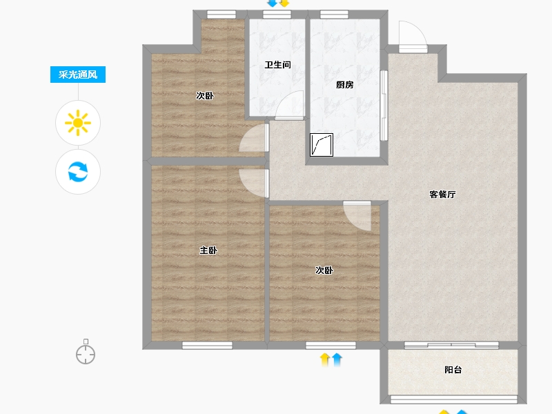 山东省-潍坊市-圣菲漫步-北区-97.00-户型库-采光通风