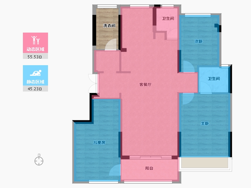 重庆-重庆市-琨洲观澜-108.00-户型库-动静分区