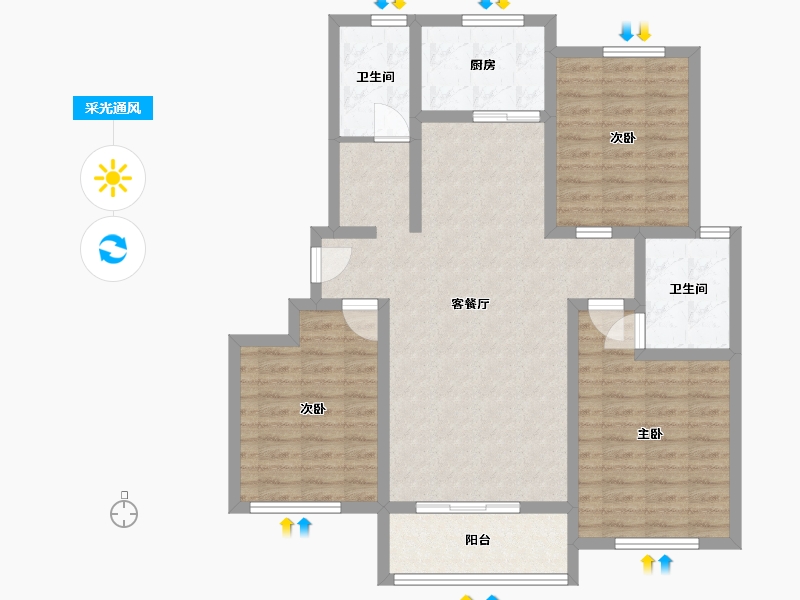 河南省-驻马店市-红星国际花园-104.00-户型库-采光通风