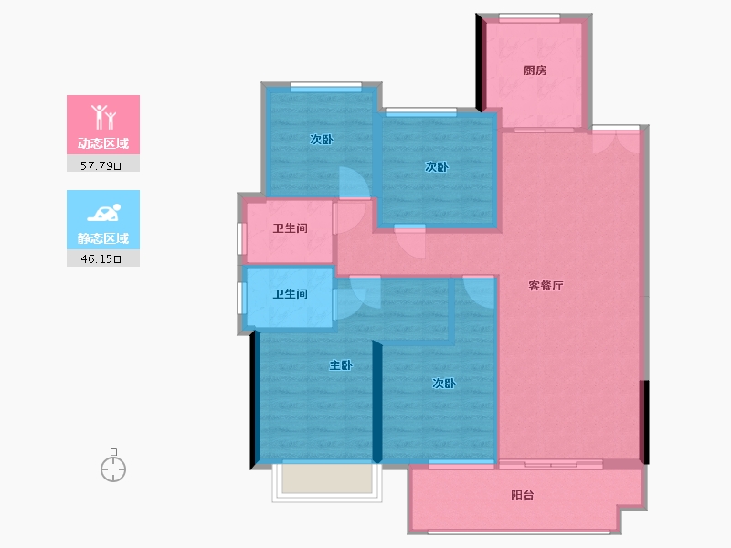 安徽省-六安市-舒城万达-131.00-户型库-动静分区