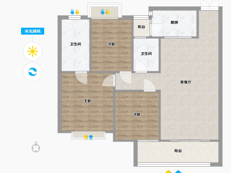 湖北省-武汉市-龙湖春江彼岸-115.00-户型库-采光通风