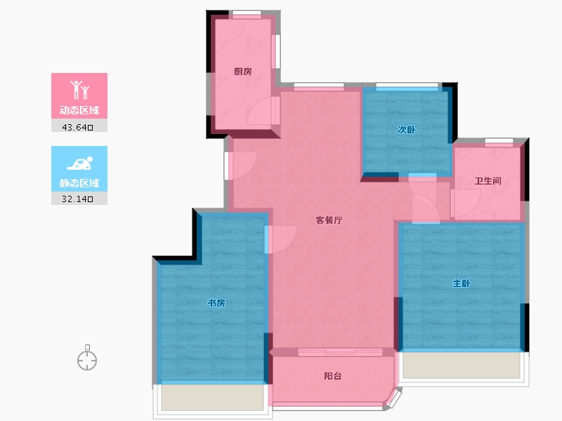 浙江省-绍兴市-龙湖中天春江天境-72.08-户型库-动静分区