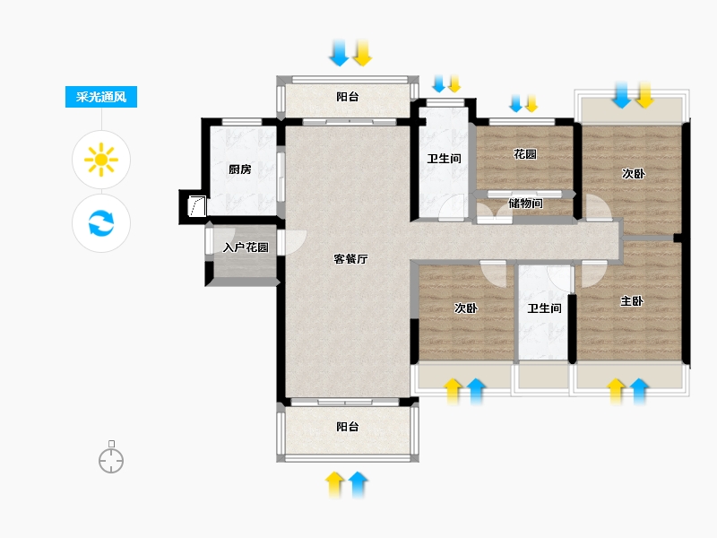 广东省-江门市-嘉御花园-102.00-户型库-采光通风