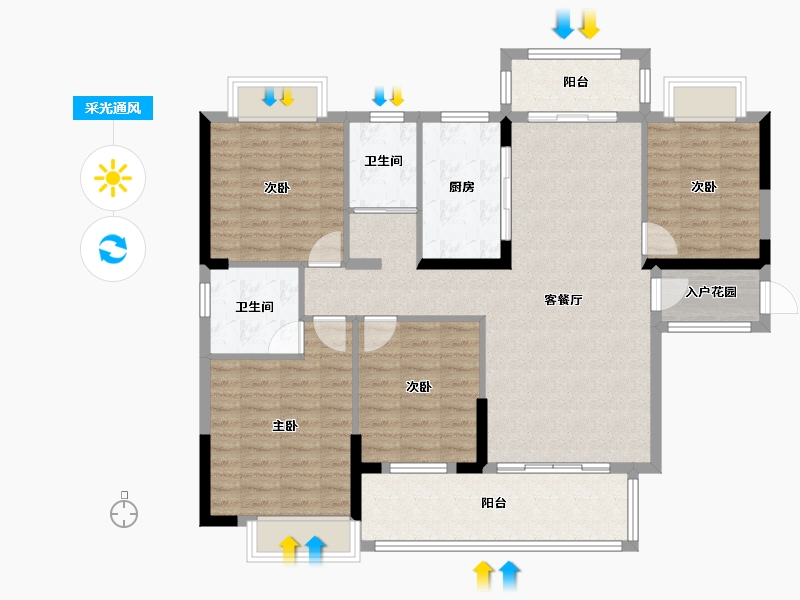 湖南省-永州市-森林壹品-128.59-户型库-采光通风