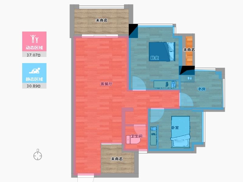 湖南省-郴州市-上品澜庭-71.63-户型库-动静分区