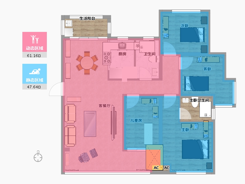 福建省-泉州市-浔兴华林春天-106.10-户型库-动静分区