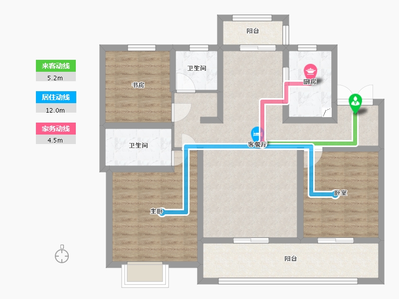 江苏省-南通市-九龙学府-96.00-户型库-动静线