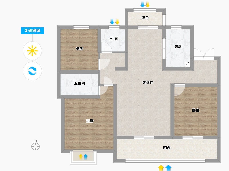 江苏省-南通市-九龙学府-96.00-户型库-采光通风