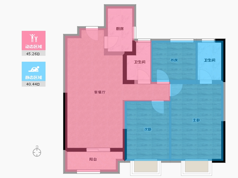 陕西省-西安市-香榭汇沣-85.00-户型库-动静分区